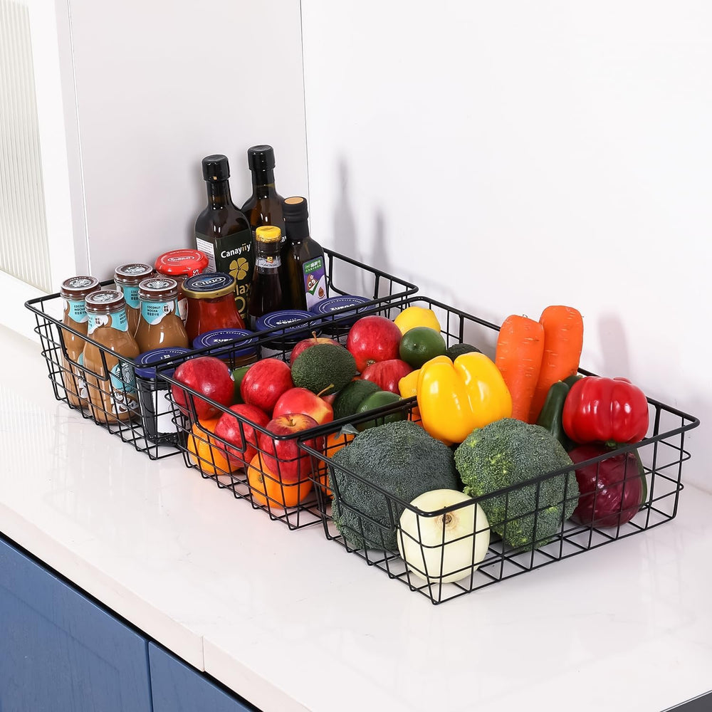 3 Pack Extra Large Wire Basket with Metal Handles, Metal Basket for organizer...