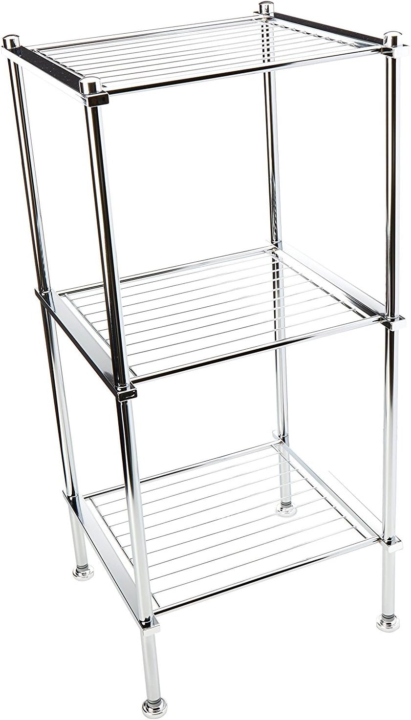 Organize It All 3 Tier Chrome Freestanding Bathroom Storage Shelf , 12.25 x 1...