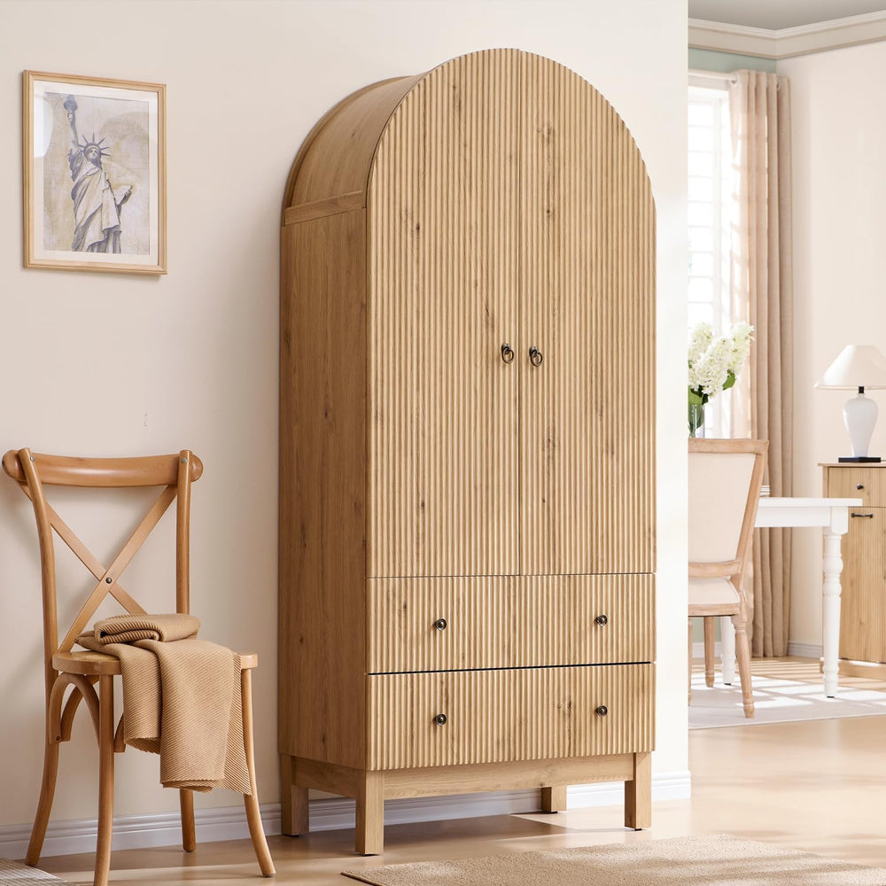 IFBUY 71" Tall Arched Bathroom Storage Cabinet, Modern Fluted Cabinet St...