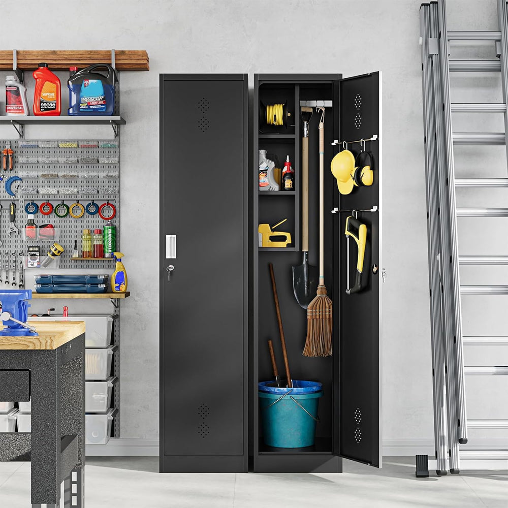 Letaya Broom Closet Storage Cabinet,Metal Cleaning Supply Tool Cabinet,Utilit...