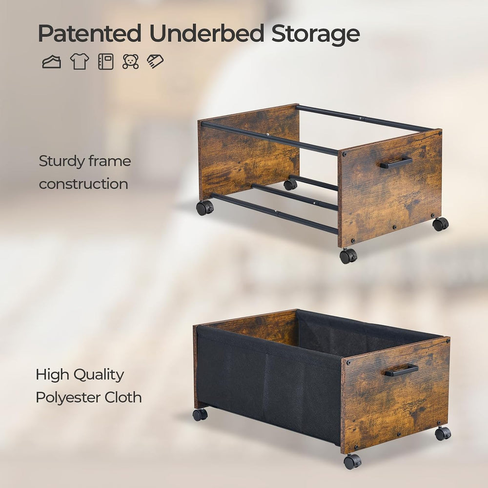 FOUCSSOMEI Under Bed Storage with Wheels, Wooden Under Bed Drawers On Wheels,...