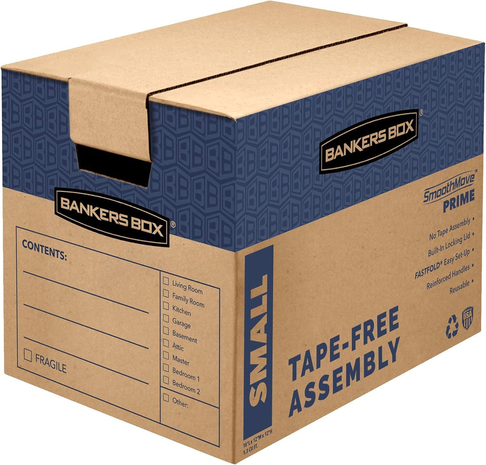 Bankers Box 10-Pack Small Prime HD Moving Boxes with Reinforced Handles