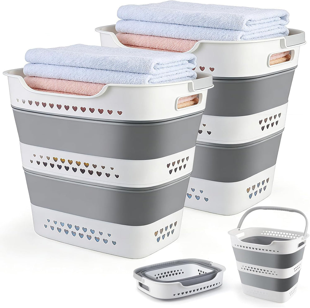 Collapsible Laundry Baskets 42L 2 Pack Pop Up Clothes Hamper for Laundry