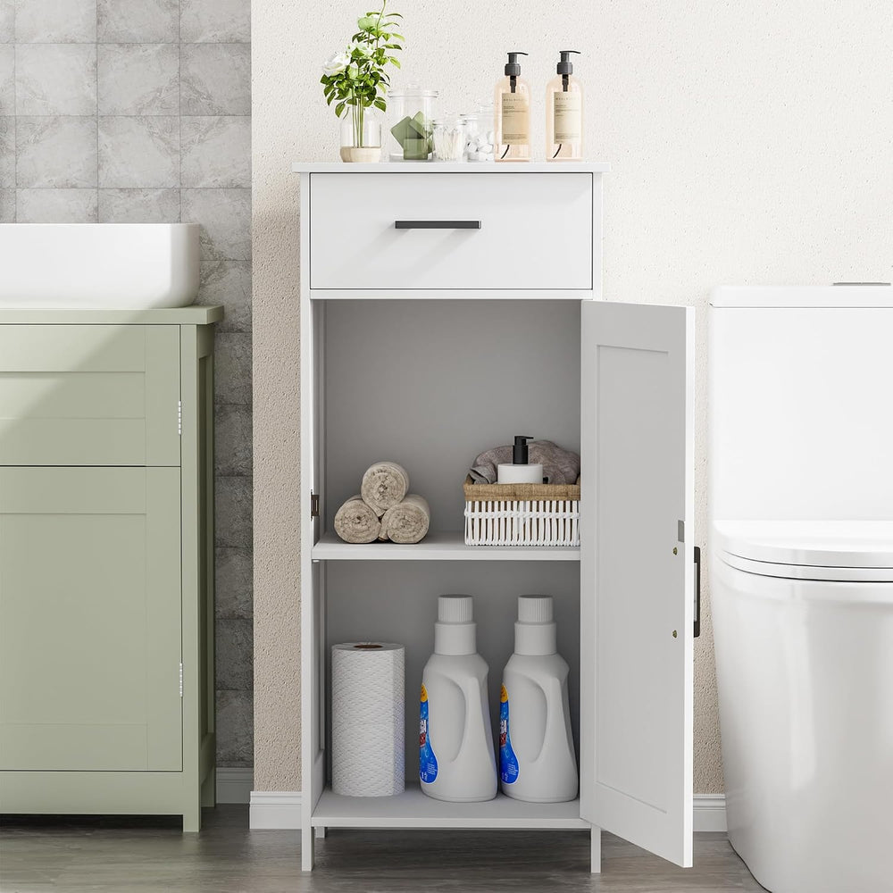 Homhedy Bathroom Storage Cabinet with Drawer & Adjustable Shelf