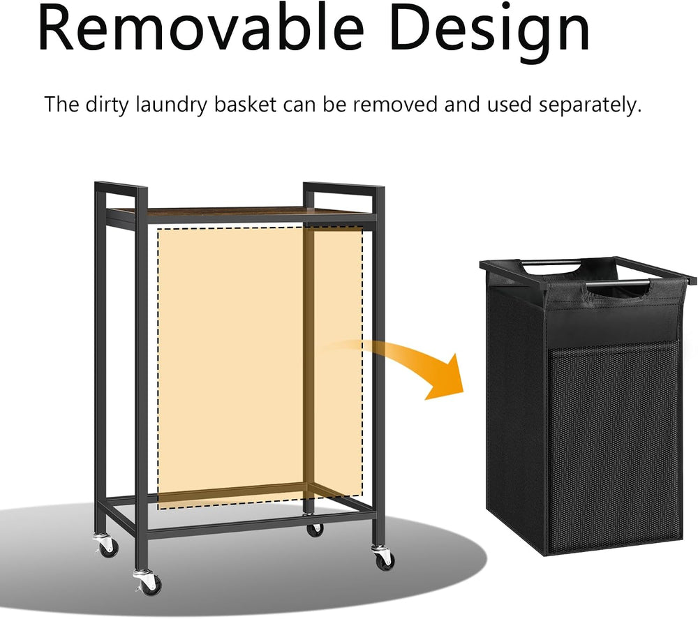Laundry Hamper with Shelf, Laundry Basket with 1 Large Pull-Out Removable Bag...