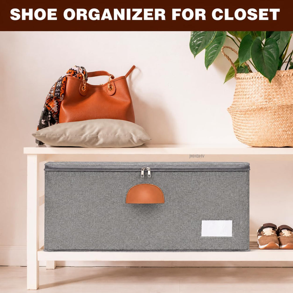 1 Pack Shoe Organizer for Closet with Adjustable Divider Shoe Storage Box