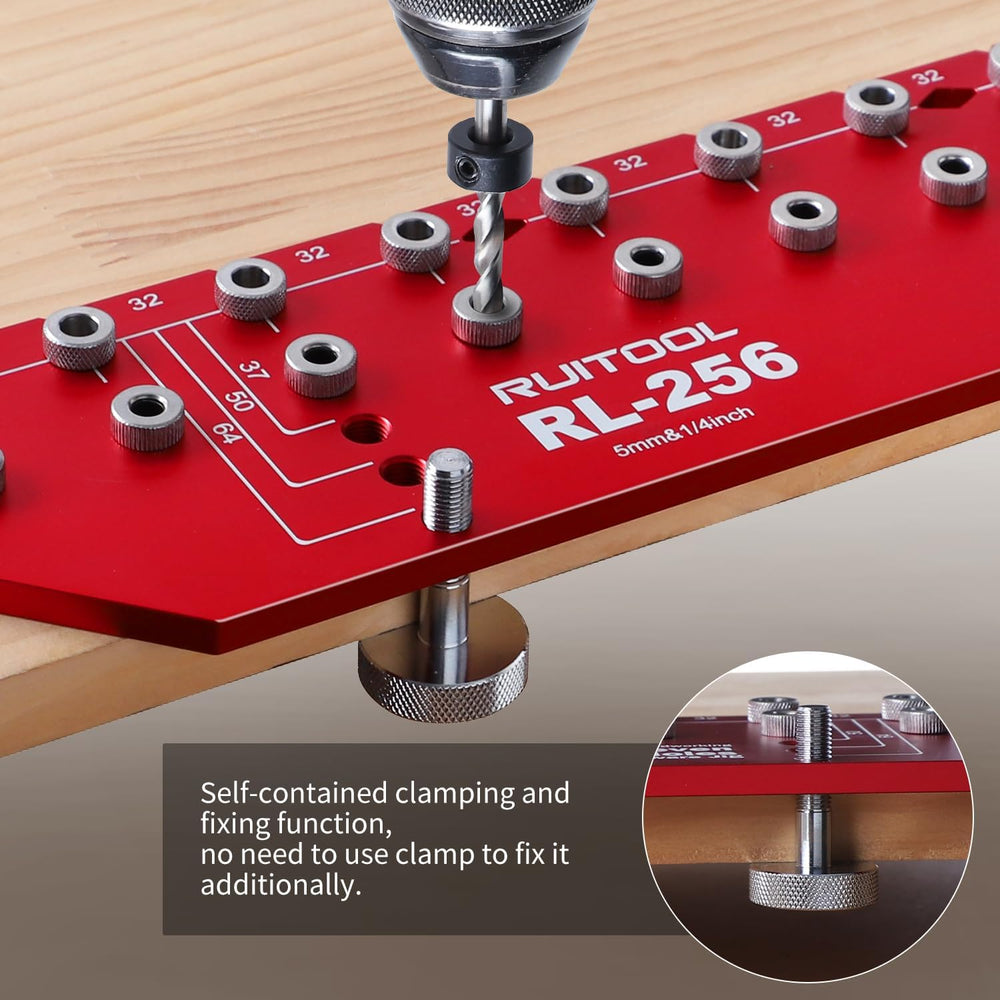 RUITOOL Shelf Pin Jig, 11-Hole Aluminum Shelf Hole Jig with Built-in Clamp