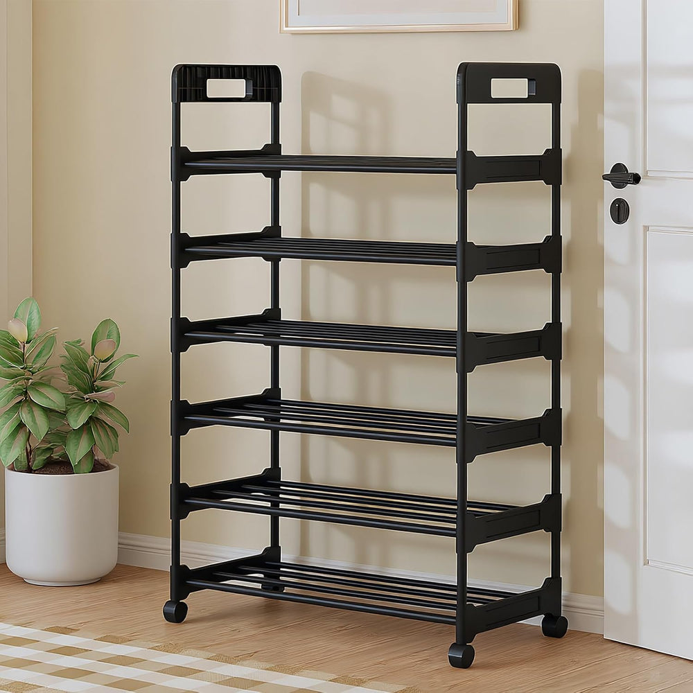 Long Storage Shoe Rack Organizer Cabinet Sturdy Shoe Shelf with Wheels Free S...