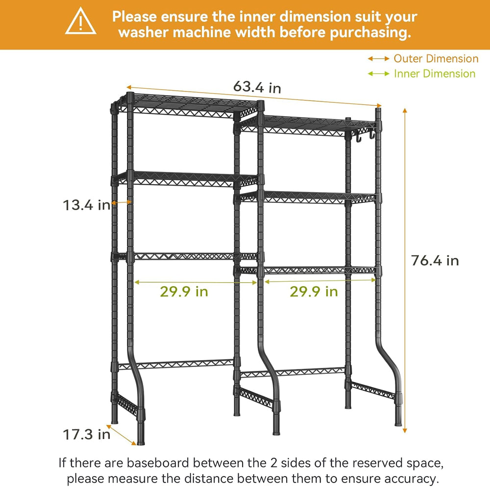 ULIFHOME U15 Over Washer and Dryer Storage Shelves, Laundry Room Metal Rack