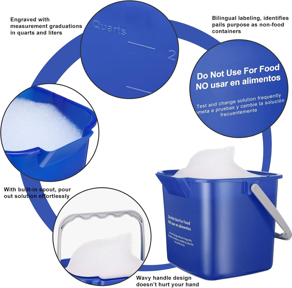 Uiifan 3 Pcs 6 Quart Cleaning Bucket Small Square Container, Multicolor