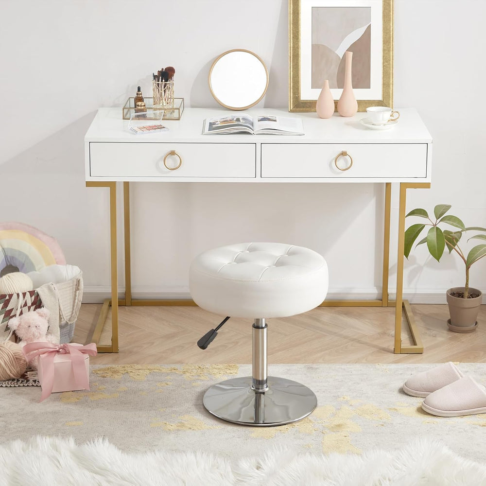 Gitrah White Vanity Stool Chair Swivel Adjustable Comfortable Makeup Stool