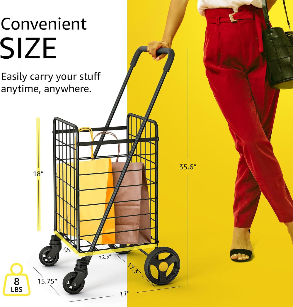 Our Modern Space Shopping Cart & 360° Swivel Wheels | Foldable Collapsibl...