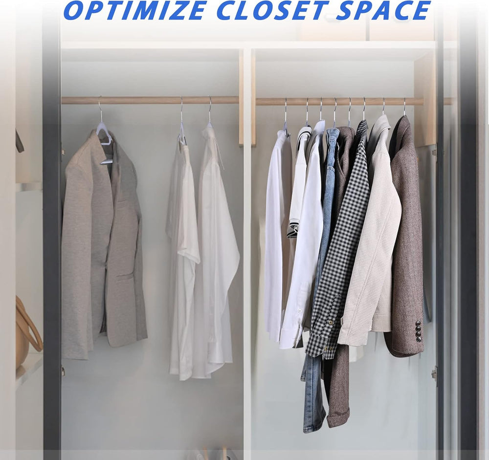 Heavy Duty Standard Plastic Hangers 50 Pack with Non-Slip Design,360°Swivel H...