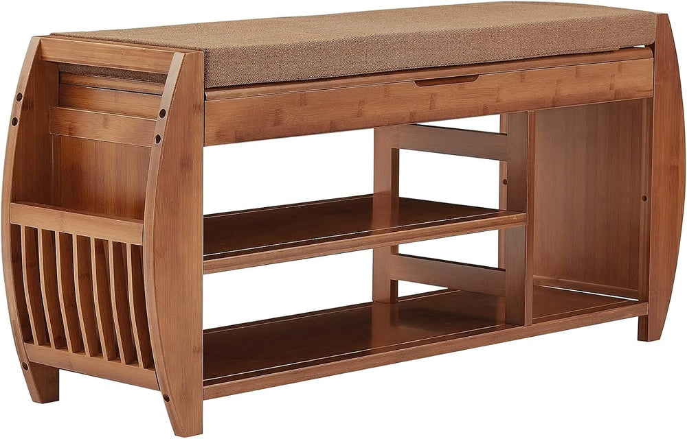 Bamboo Shoe Rack & Shoe Bench, Entryway Storage Organizer, Multi Function...