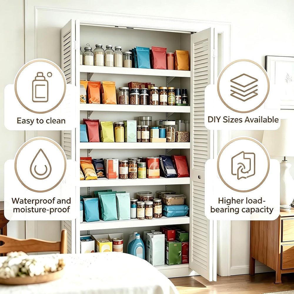5 PCS Wire Shelf Covers PVC 28x12x3 inch for Pantry (Light Luxury White)