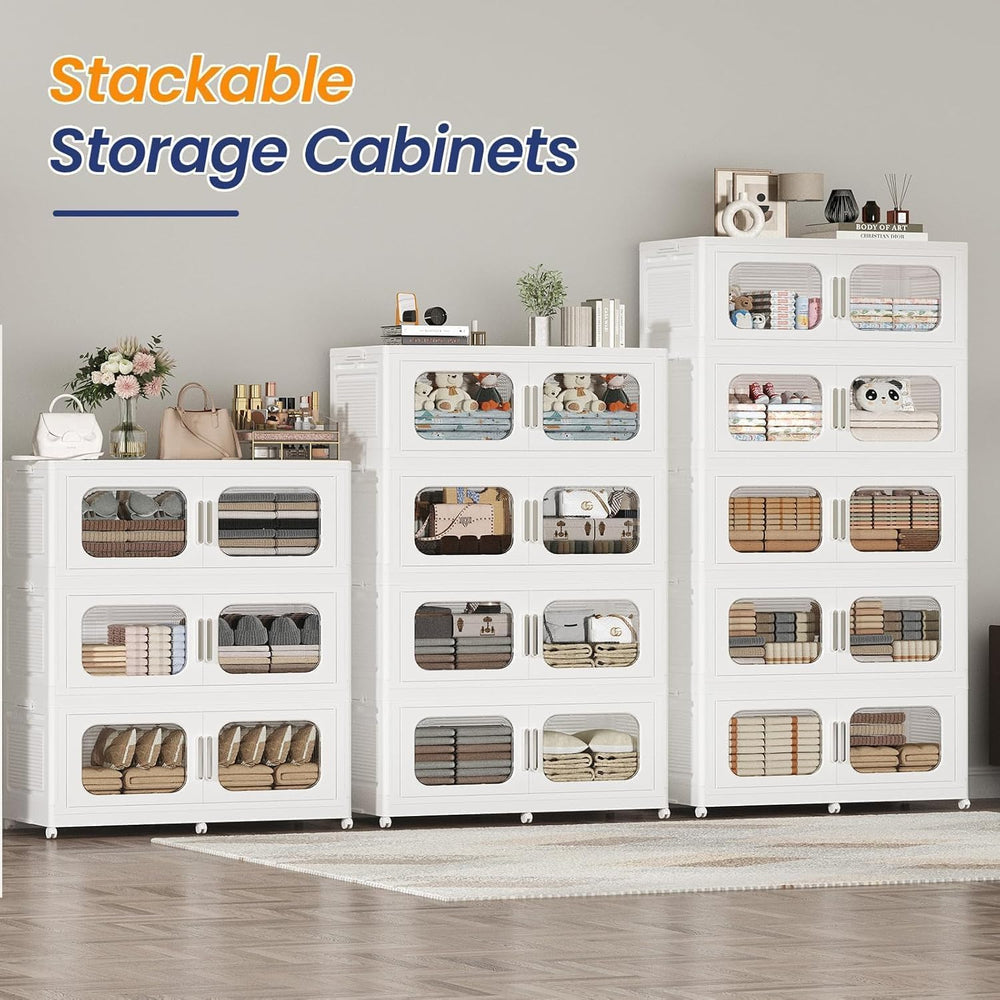 200Gal Extra Large Stackable Storage Bins with Lid & Doors & Wheels, ...