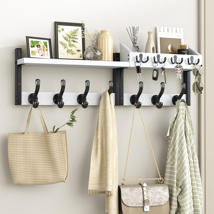 Evermagin 29" Coat Rack Wall Mount with Shelf for Entryway, White