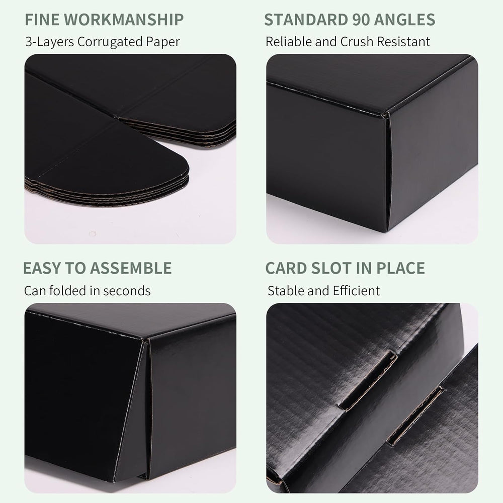 Rempry 40 Pack 9x6x2 Inches Black Shipping Boxes, Cardboard Corrugated Mailer...