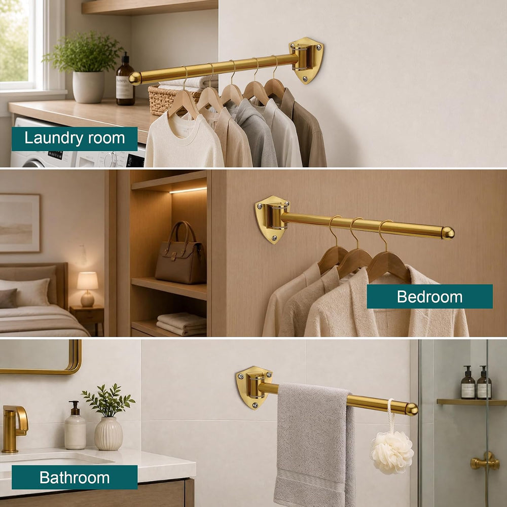 12" Wall Mounted Drying Rack, Foldable & Pull-Out Clothes Hanger, Br...