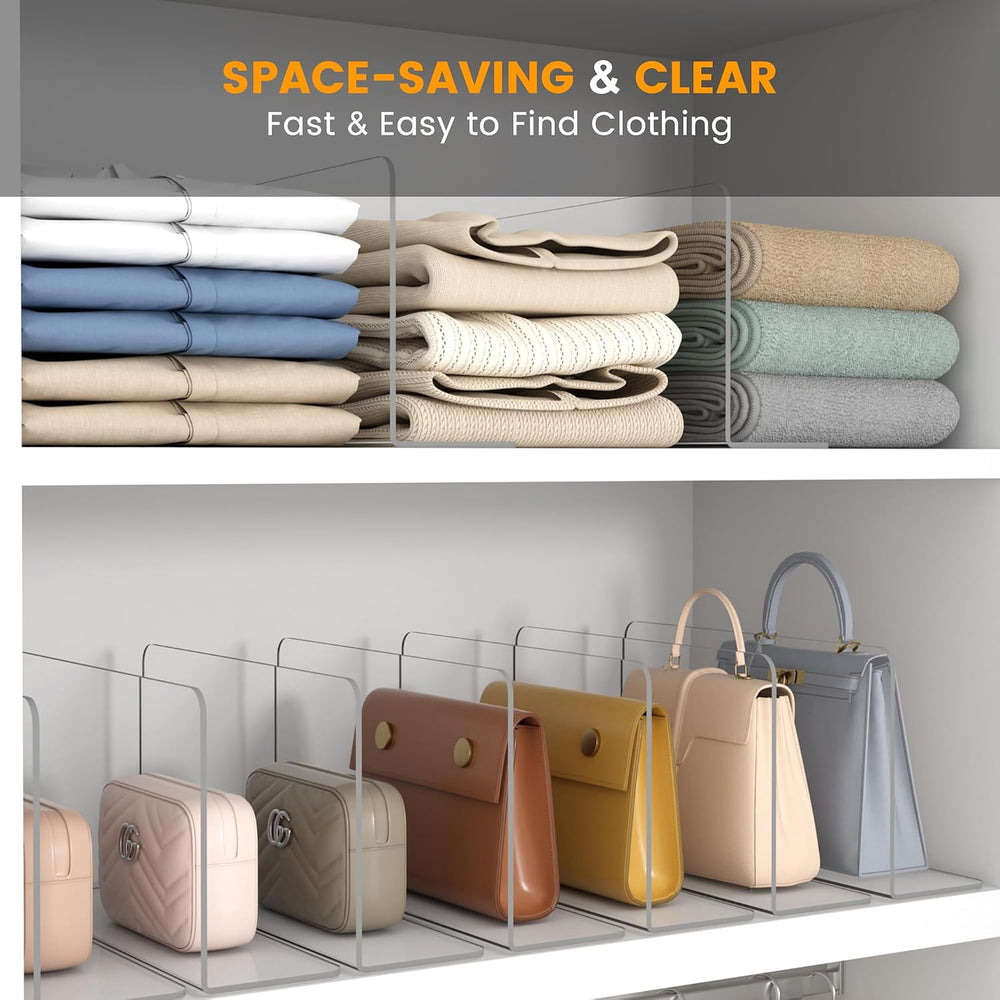 OKPOW Shelf Dividers for Closet Organizer: 12 Inch Tall Acrylic Clear Closets...