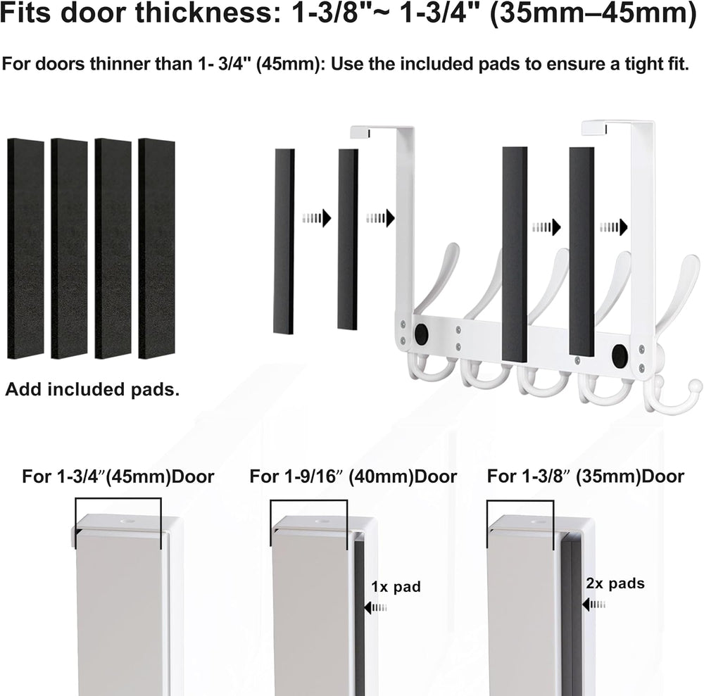 Dseap Over The Door Hook Hanger - Fits 1 3/8" to 1 3/4" Standard Do...