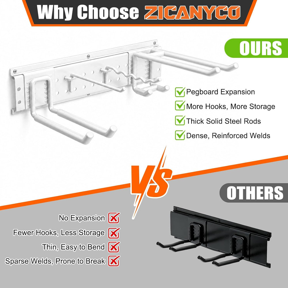 Garage Tool Organizer Wall Mount 49.5 inches with 10 Adjustable Heavy-Duty Ho...
