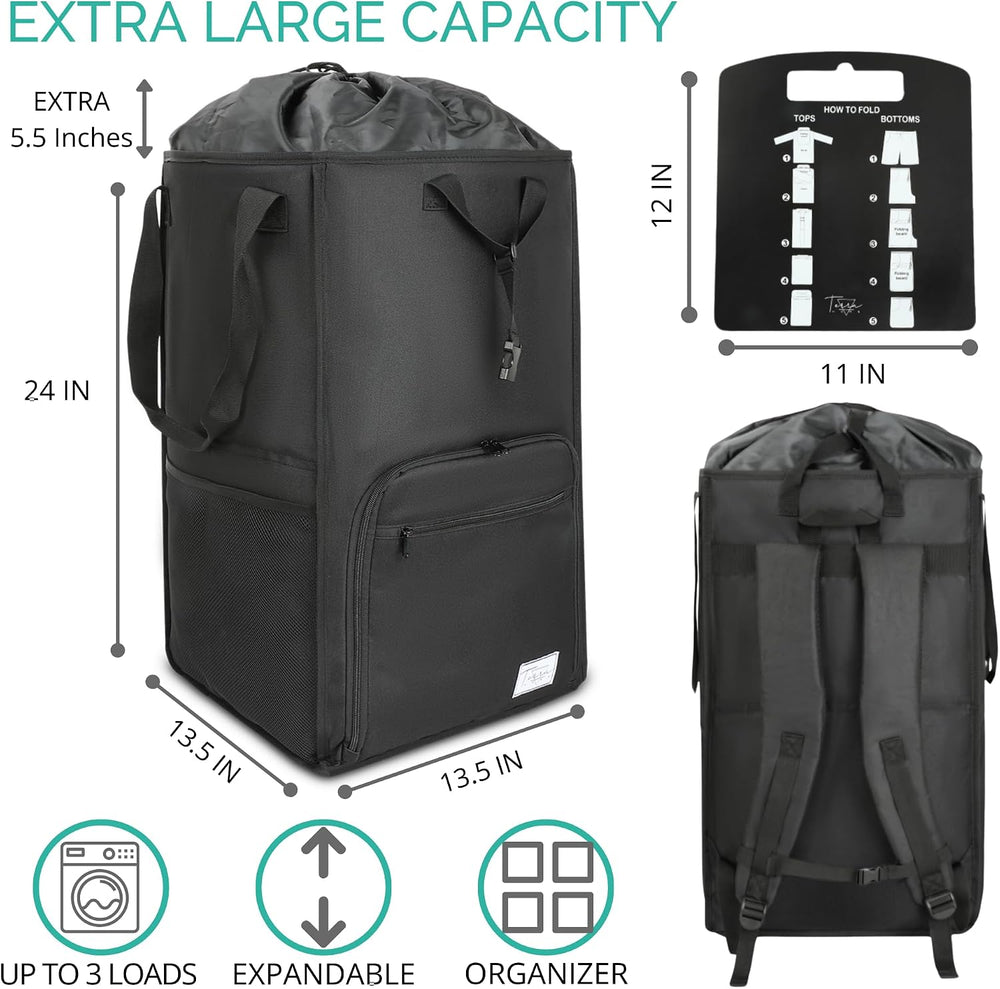 TERRA HOME College Essentials Travel Size Laundry Backpack - Portable, Durabl...