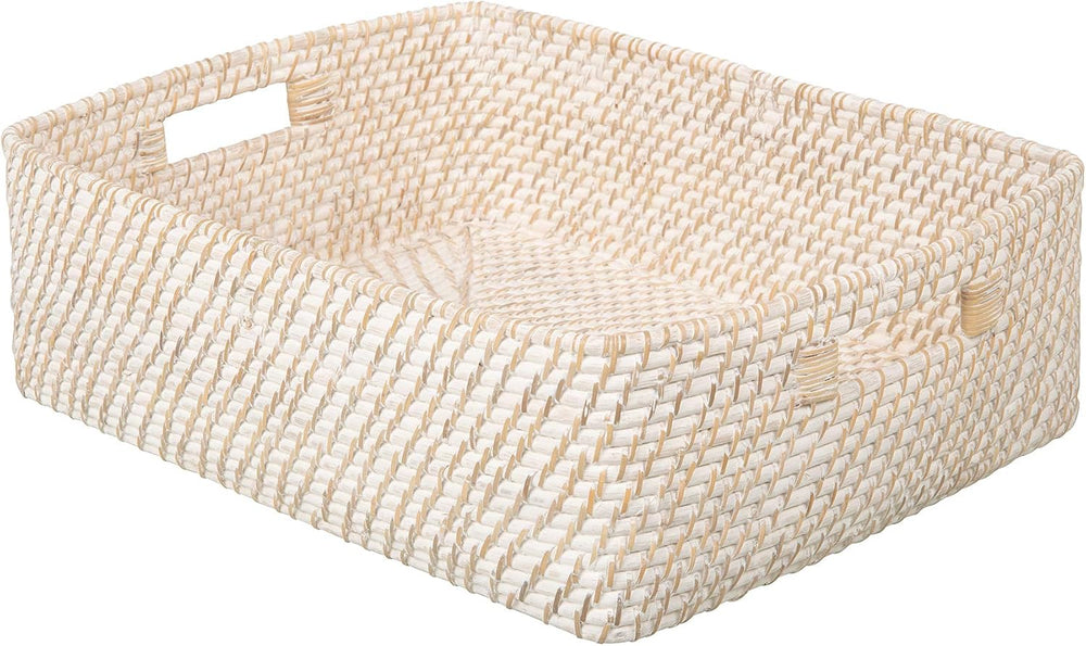 KOUBOO Laguna Rattan Shelf Basket with Cotton Liner, Organizer, White Wash