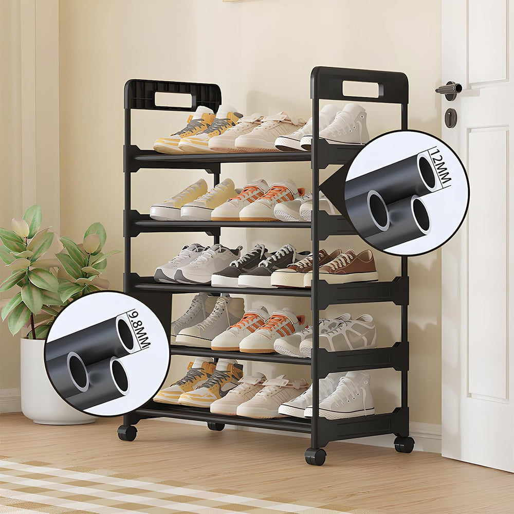 Long Storage Shoe Rack Organizer Cabinet Sturdy Shoe Shelf with Wheels Free S...
