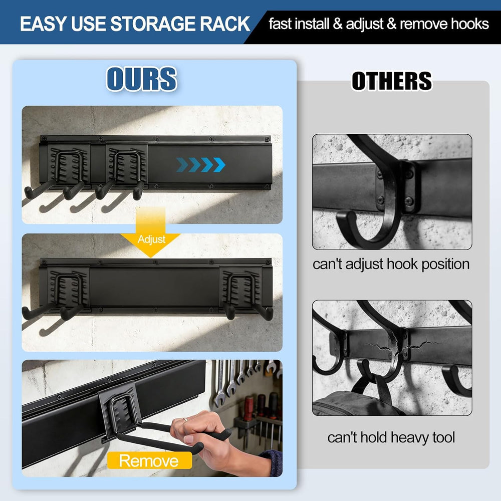 Garage Tool Organizer Wall Mount 49.5", 520lbs Heavy Duty Rack