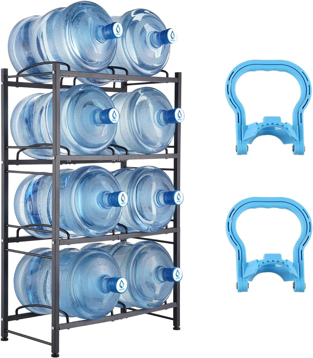 VEVOR 5 Gallon Water Jug Holder, 4 Tiers Double Row Heavy Duty Water Bottle R...