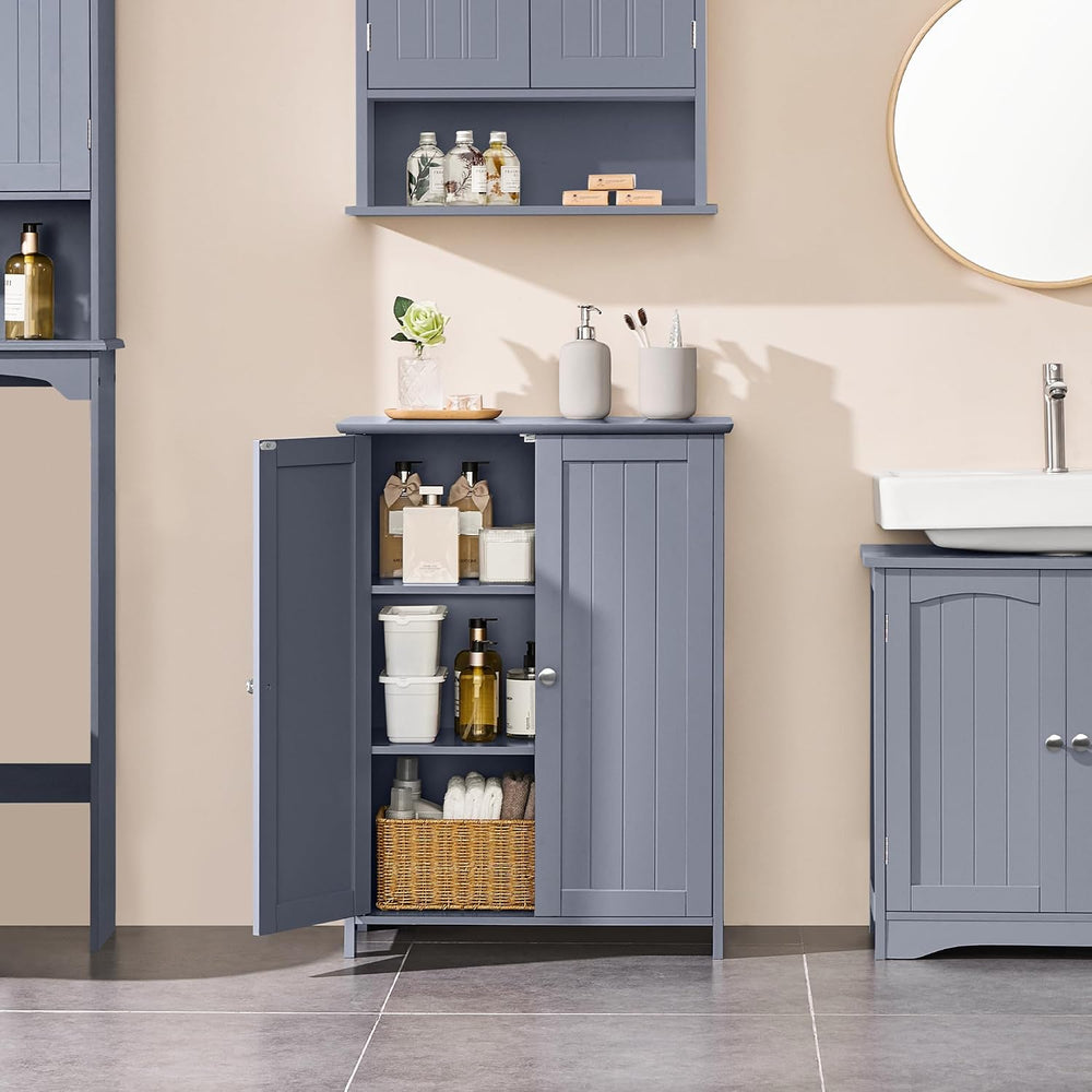 Yaheetech Small Bathroom Storage Cabinet for Towels with 2 Doors, Gray