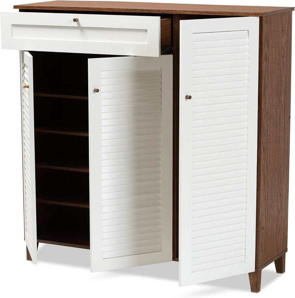 Baxton Studio Shoe Cabinets, White/Walnut