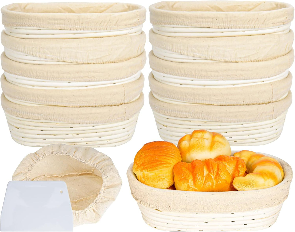 10'' oval banneton bread proofing basket w/cloth liners, main product view
