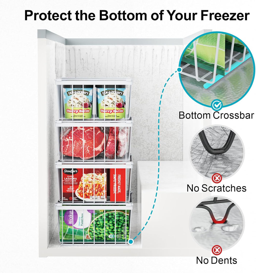 iSPECLE Chest Freezer Organizer Bins - Storage Baskets for 5 Cu.Ft, 8 Pack