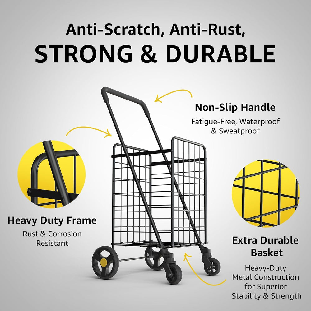 Our Modern Space Shopping Cart & 360° Swivel Wheels | Foldable Collapsibl...