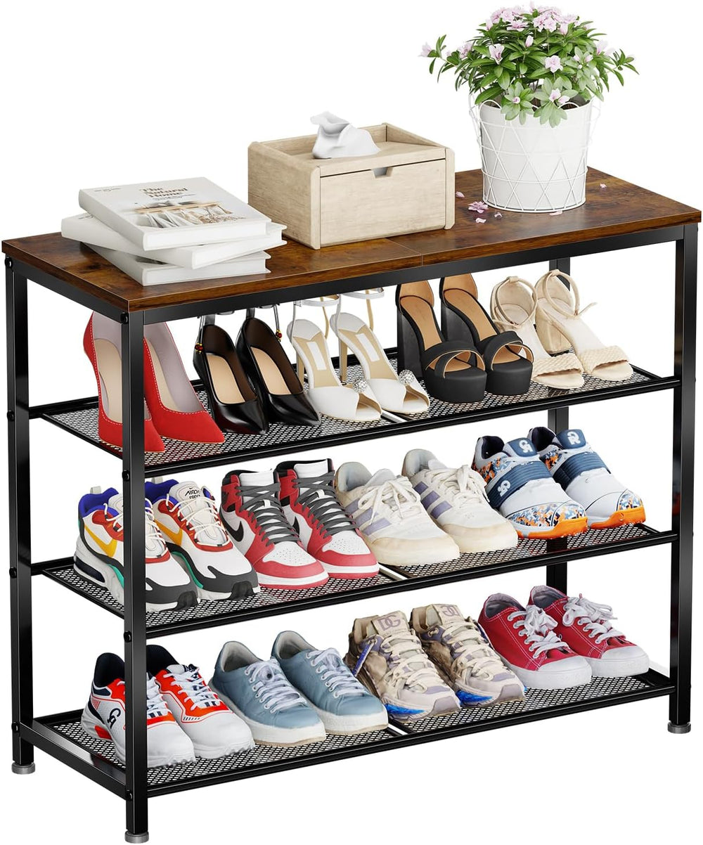 4 Tier Metal Shoe Rack for Entryway, 31" Wide Shoe Storage Organizer
