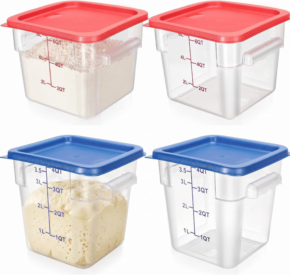 Lallisa 4 Pcs 8qt & 4qt Clear Food Storage Containers with Lids Handles a...