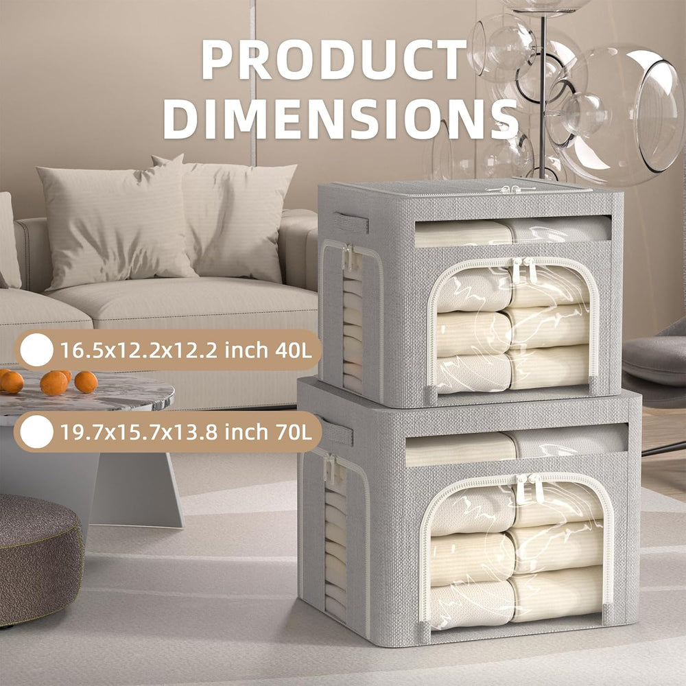 FHSQX 6 Pack Foldable Storage Bins for Clothes Clothes Storage Bins with Meta...