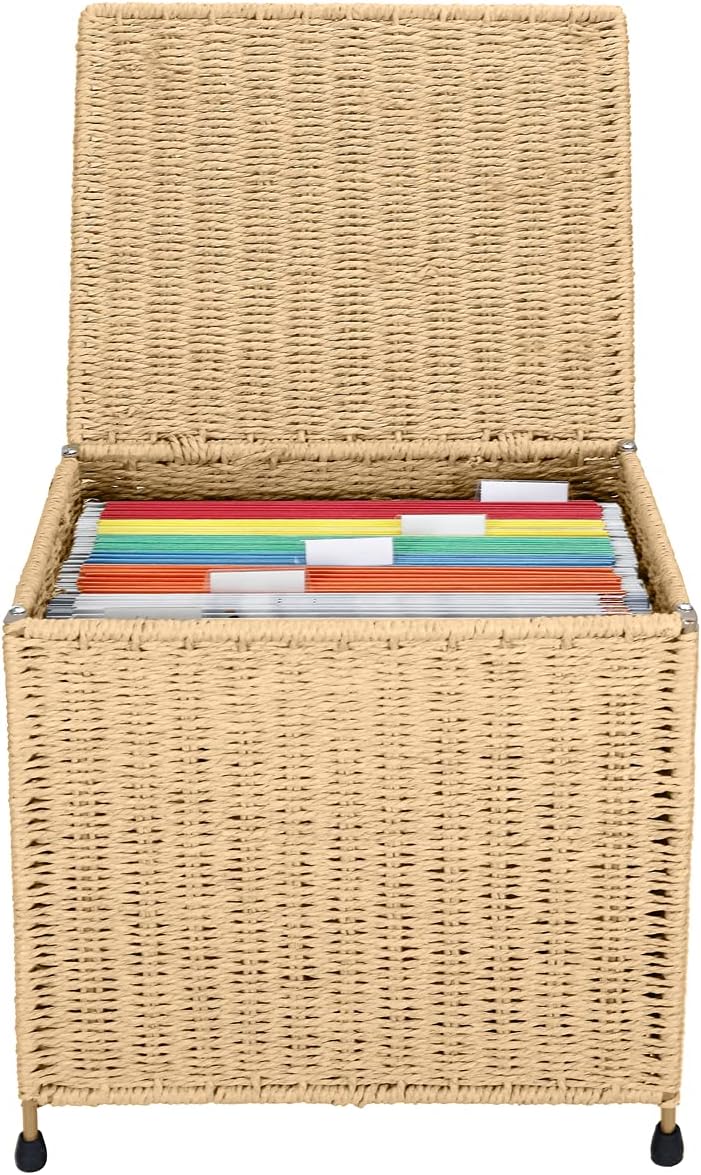 URFORESTIC Seagrass File Filing Cabinet File Box Organizer | Collapsible Lett...