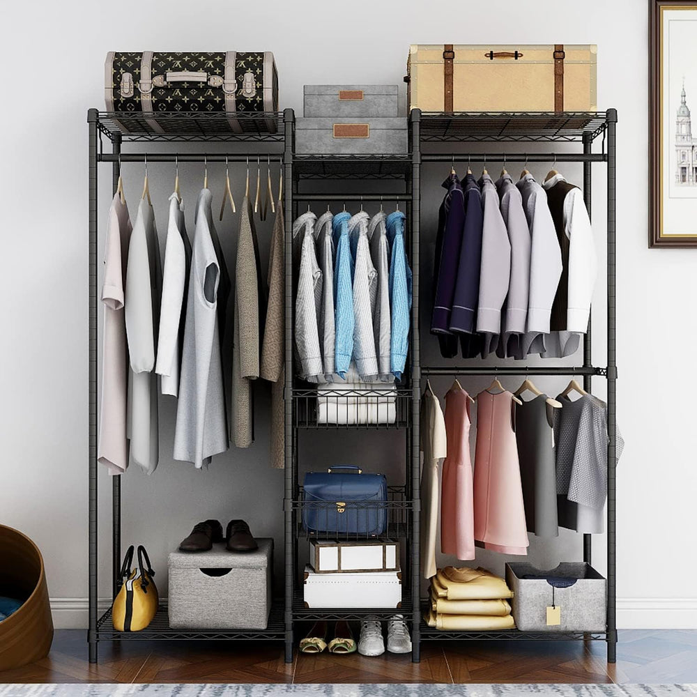 Xiofio 6 Tiers Heavy Duty Clothes Rack with Hanging Rods,Metal Garment Rack,A...