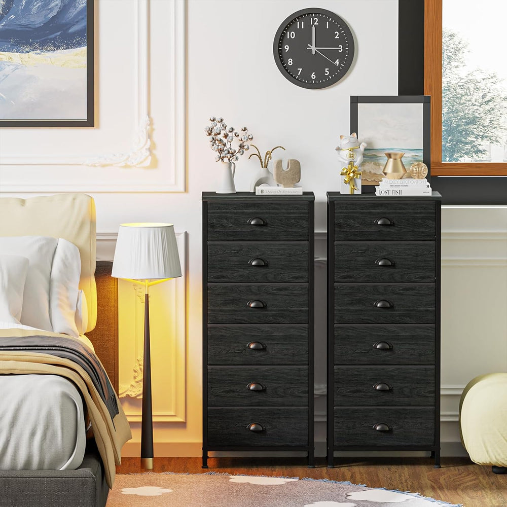 Furnulem Black Dresser for Bedroom, Tall Fabric Chest of Drawers