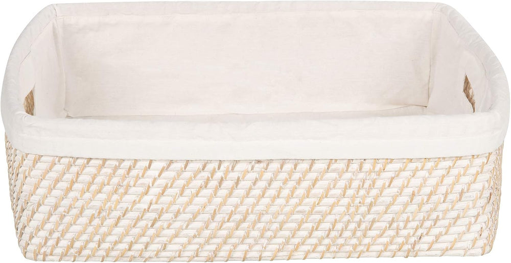 KOUBOO Laguna Rattan Shelf Basket with Cotton Liner, Organizer, White Wash