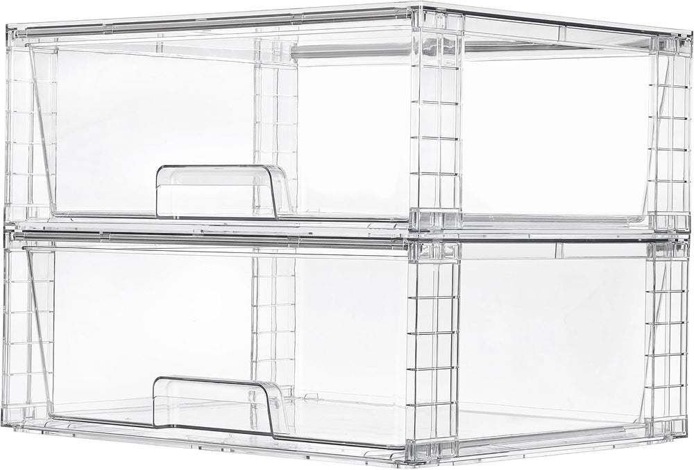 Vtopmart 2 Pack Large Clear Stackable Plastic Storage Drawers for Closet