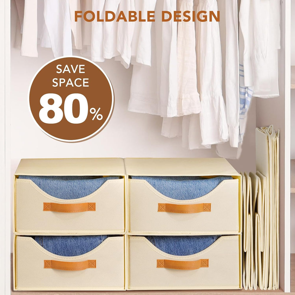 4 Pcs 16.5" Closet Drawers and Large Size Clothes Storage Bins Push-Out ...
