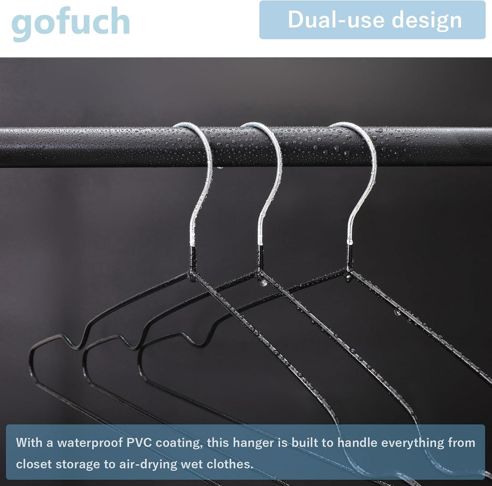Ultra-Thin Metal Hangers, 100 Pack Non-Slip PVC Coated Space Saving Clothes H...