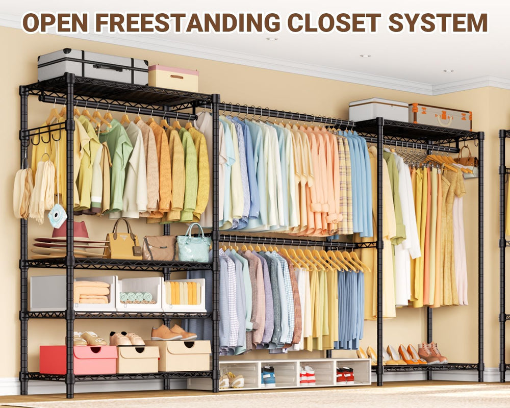Clothing Rack for Hanging Clothes: Heavy Duty Clothes Rack, 71.5-91" W E...