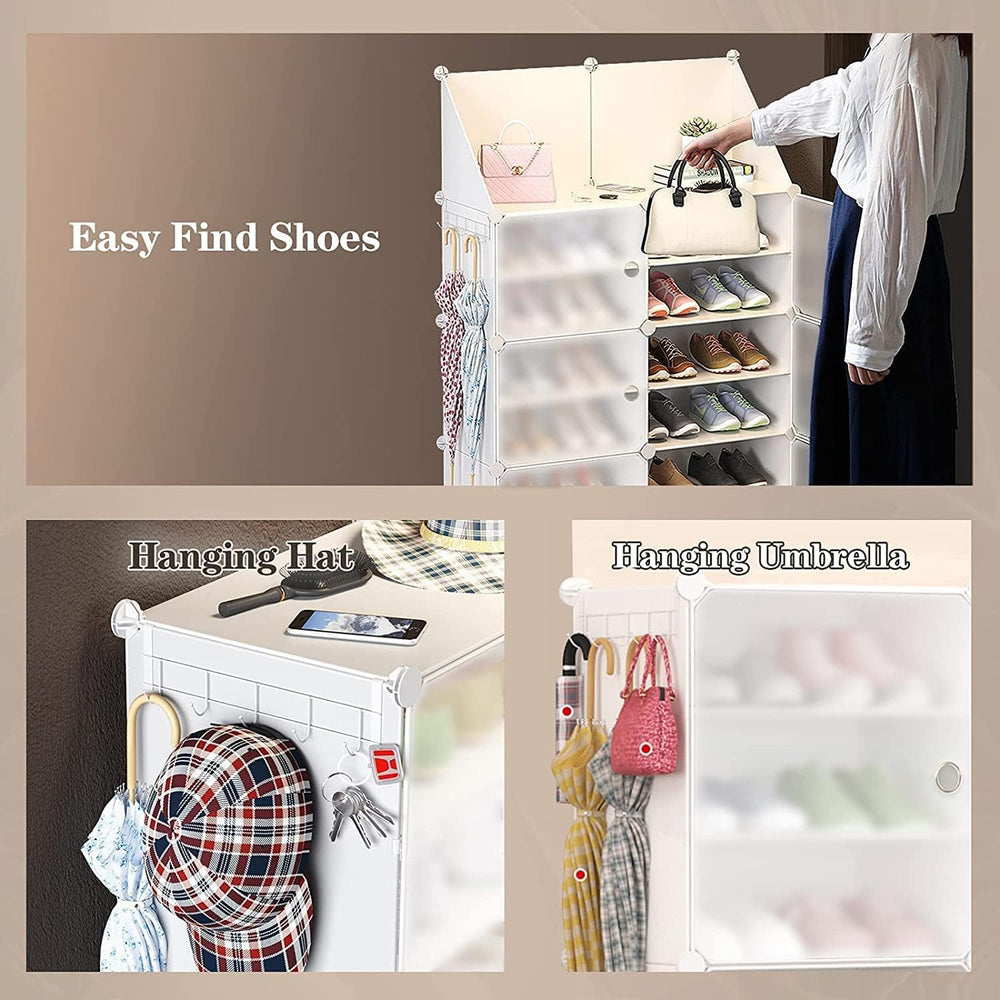 Jomifin Shoe Storage Cabinet 32-64 Pairs with Transparent Doors White