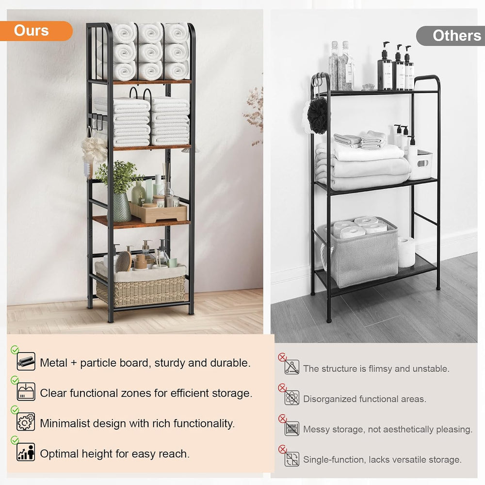 Snughome Towel Rack Free Standing 4-Tier M-Shaped Detachable Dividers, Metal ...