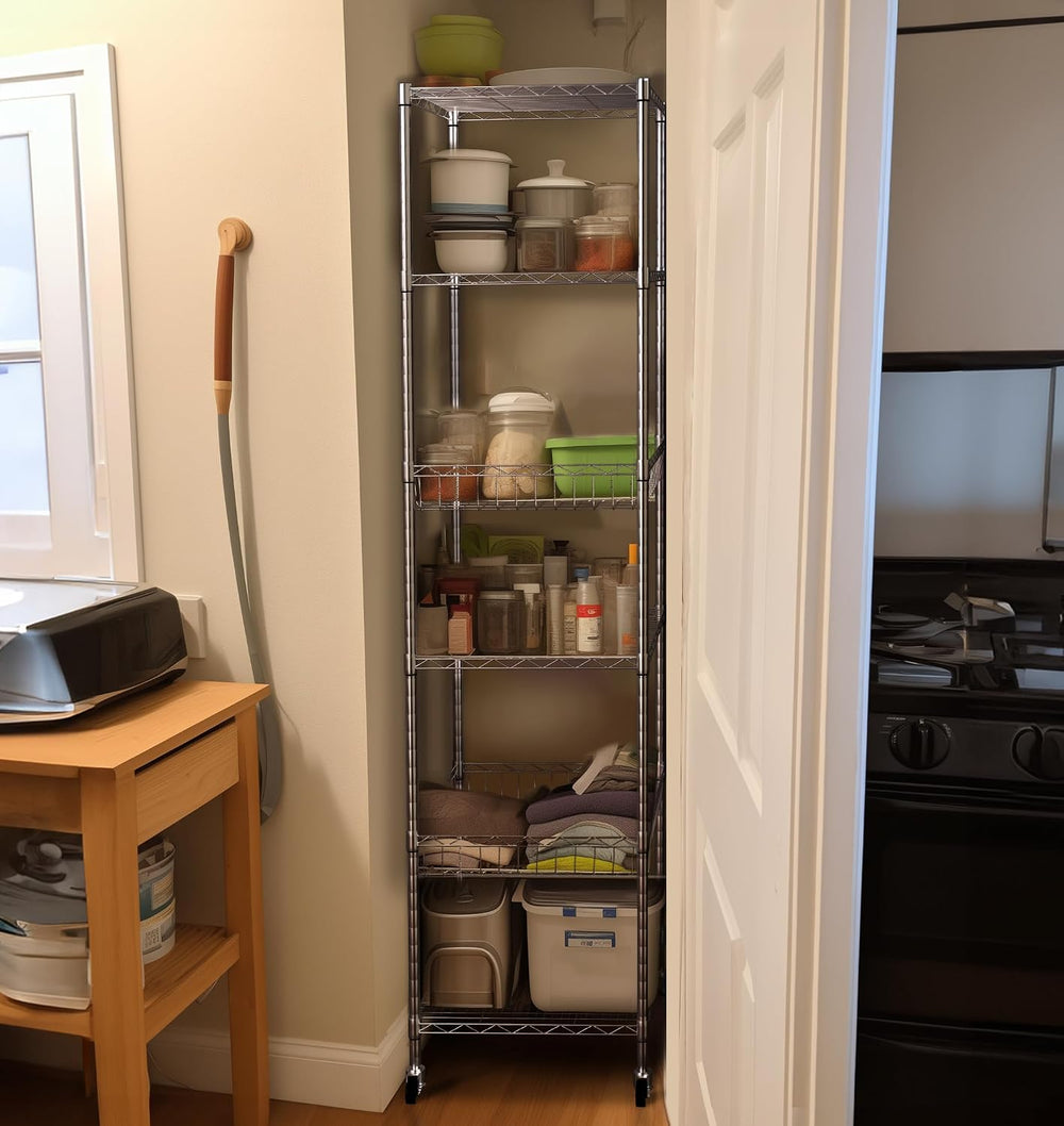 Finnhomy Heavy Duty 6 Tier Wire Shelving Unit with Wheels 18x18x72-inches 6 S...